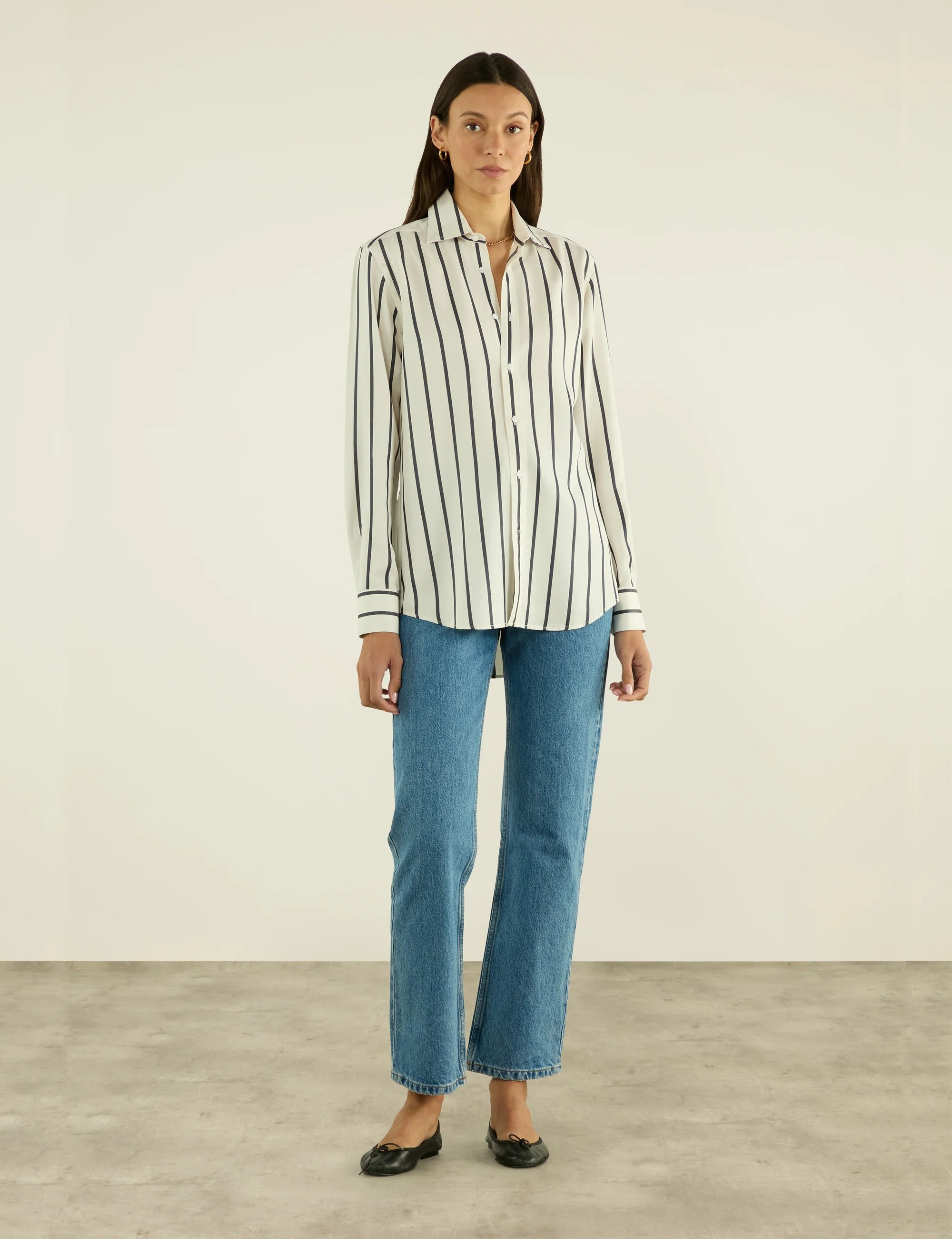 The Boyfriend: TENCEL™ Lyocell, Charcoal Stripe Secondary image