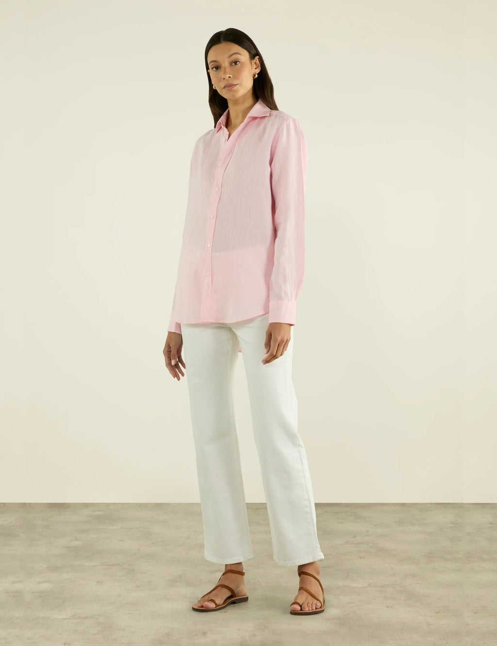 The Boyfriend: Linen, Grapefruit Pink