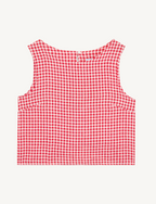 Jackie Top: Linen, Post Box Red Gingham