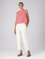 Jackie Top: Linen, Post Box Red Gingham