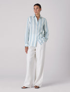 The Boyfriend: Linen, Cornflower Blue Stripe