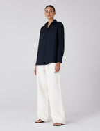 The Boyfriend: Linen, Navy Blue