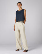 Jackie Top: Linen, Navy Blue