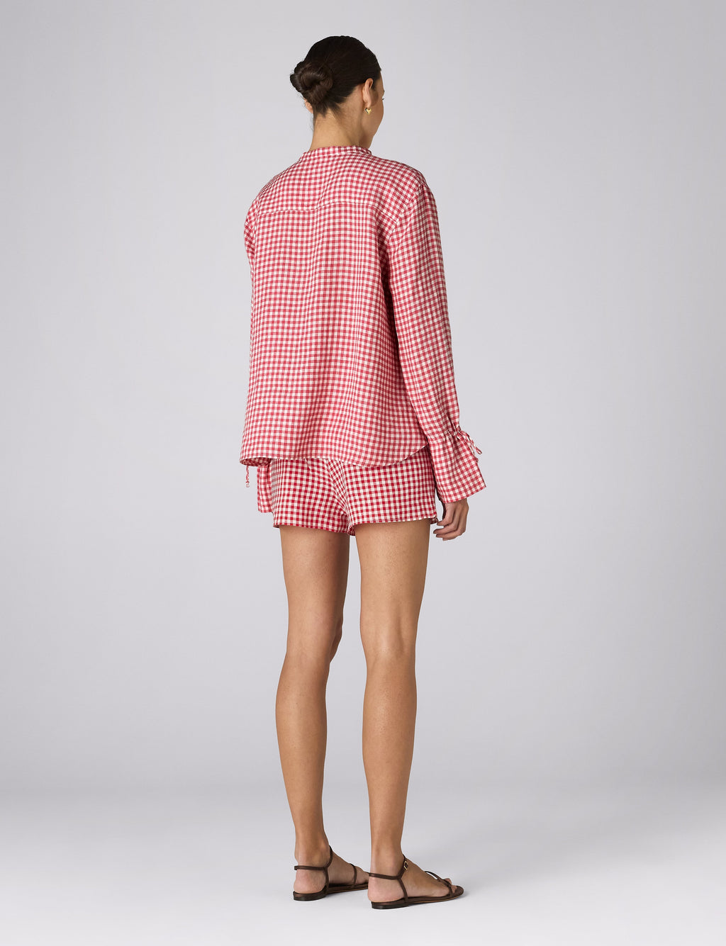 The Set: Linen Blouse & Court Short, Post Box Red Gingham