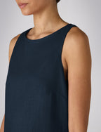 Birley Dress: Linen, Navy Blue