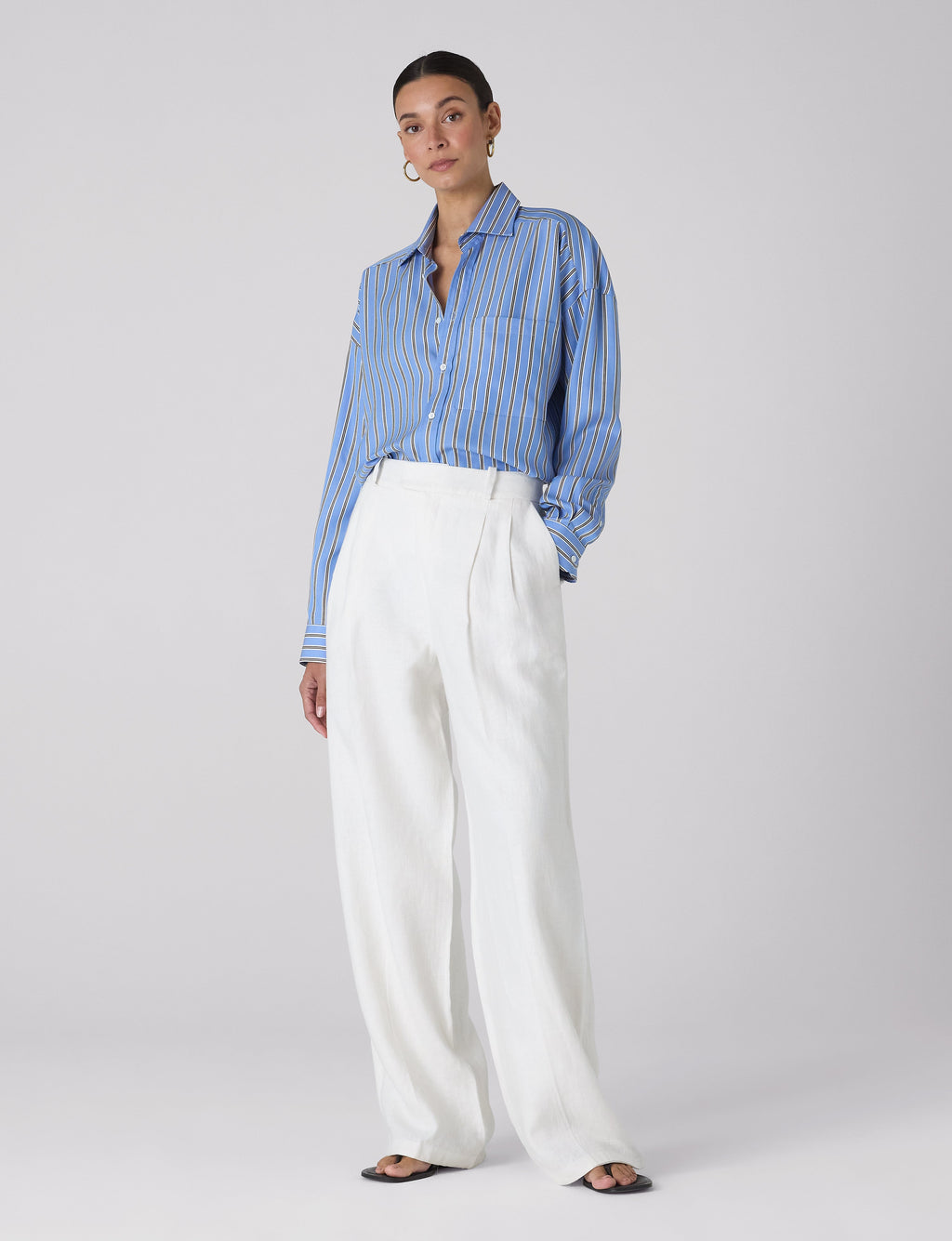 The Weekend: TENCEL™ Lyocell, Cornflower and Mocha Stripe