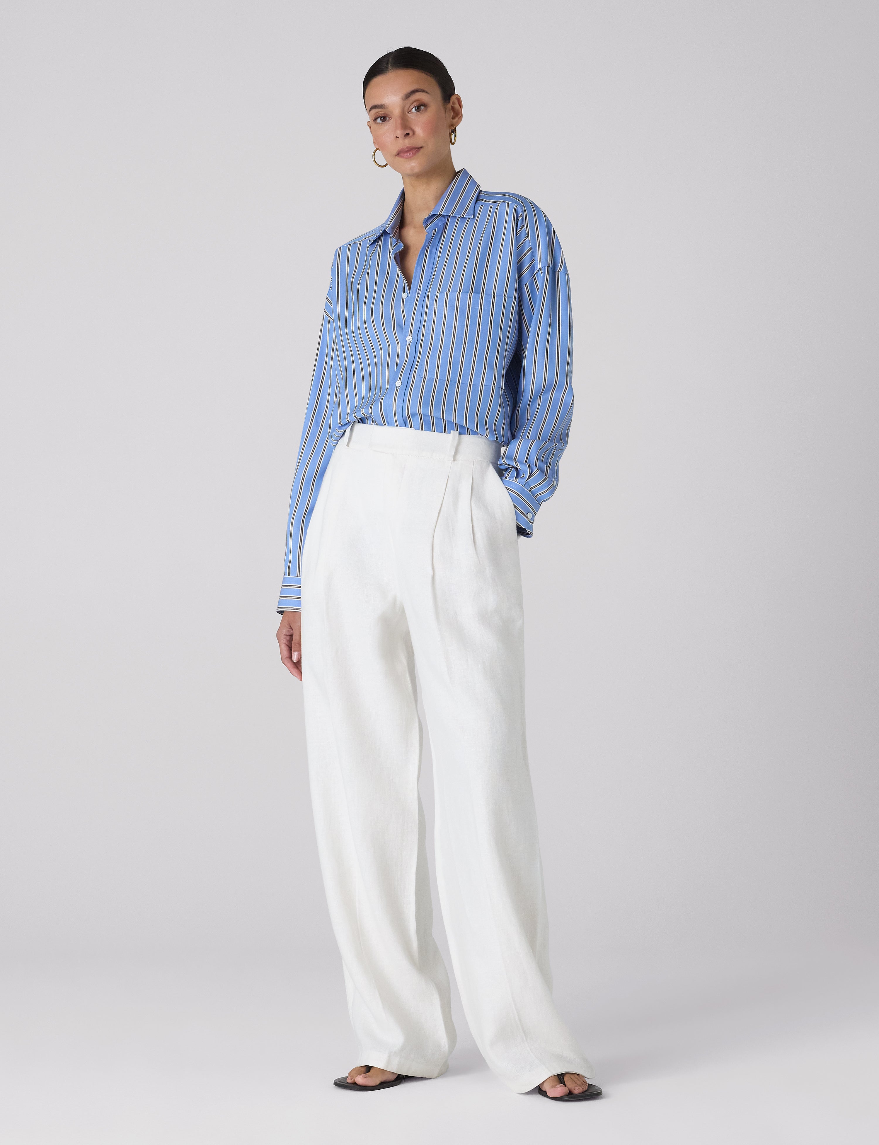 The Weekend: TENCEL™ Lyocell, Cornflower and Mocha Stripe
