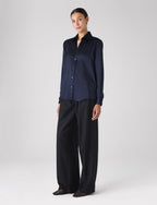 The Boyfriend: Silk Satin, Navy