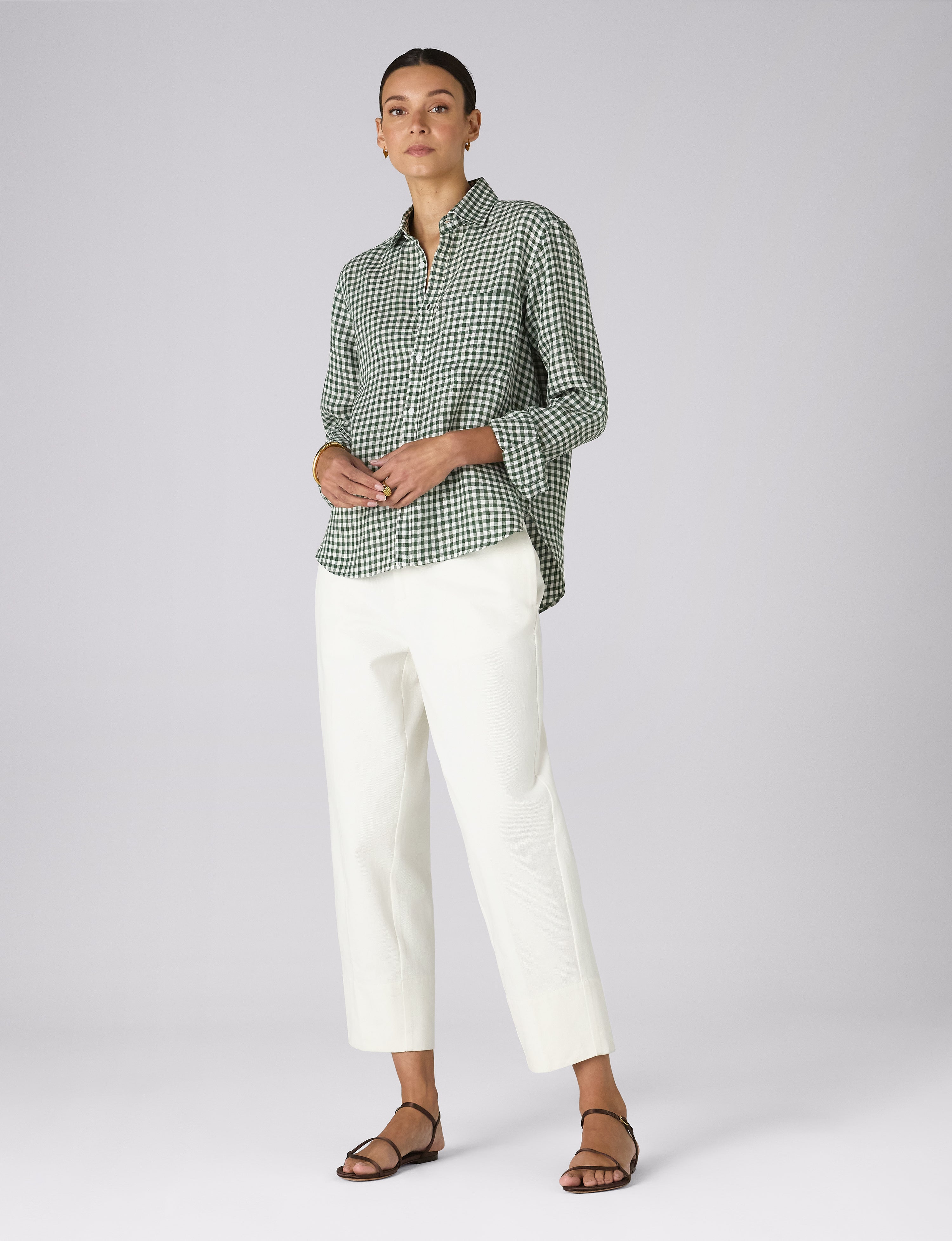 The Classic: Linen, Green Gingham