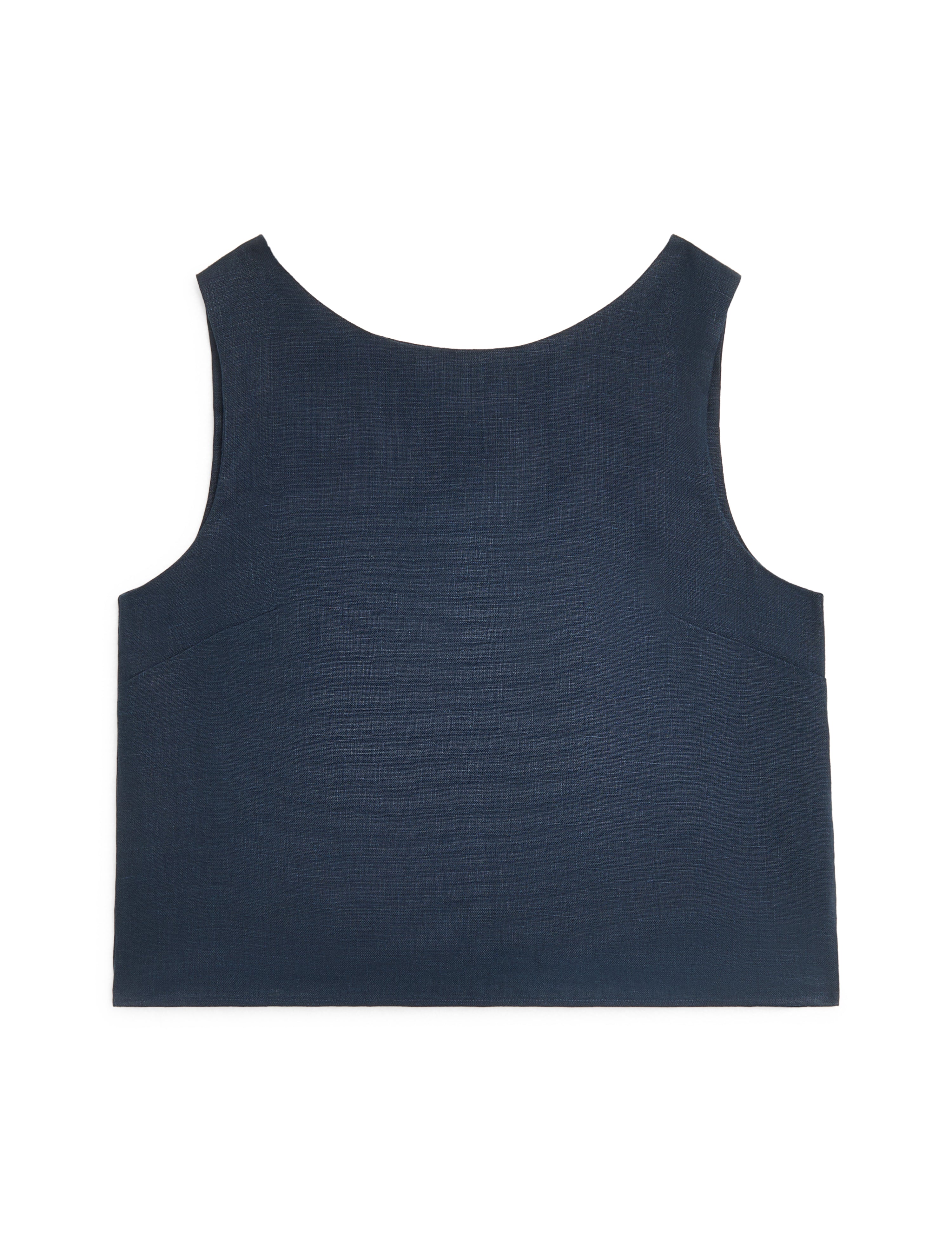The Set: Linen Top & Court Short, Navy and Gingham Navy Blue