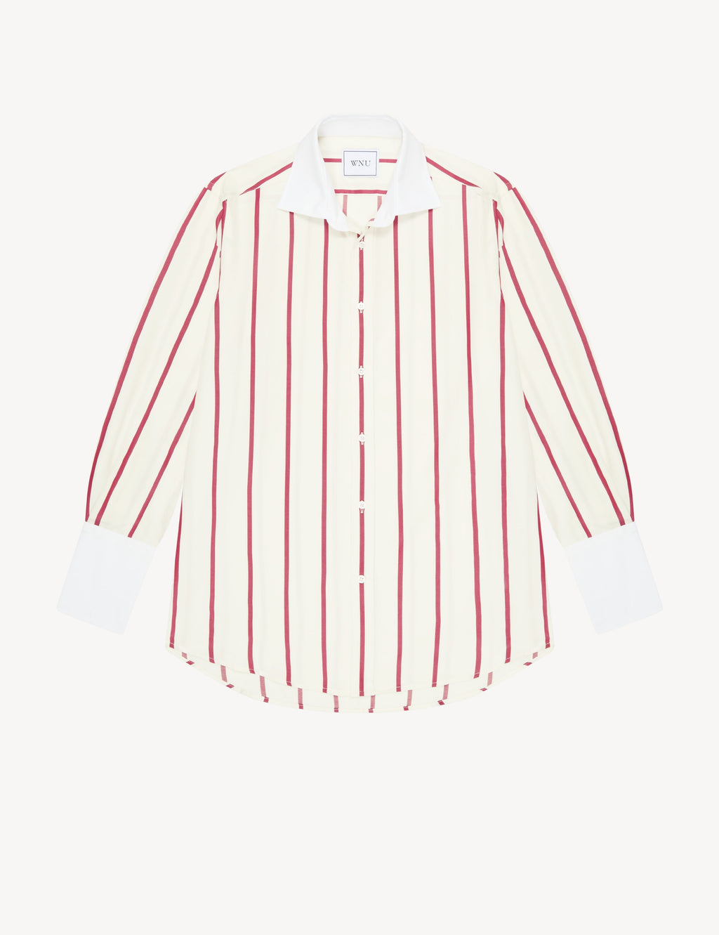 The Boyfriend Exaggerated Cuff: TENCEL™ Lyocell, Burgundy Stripe