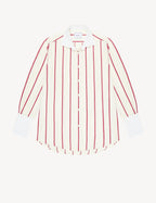 The Boyfriend Exaggerated Cuff: TENCEL™ Lyocell, Burgundy Stripe