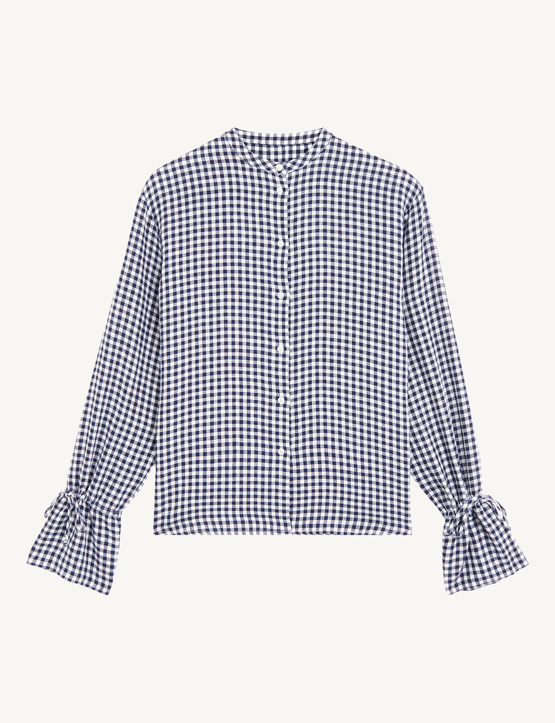 Rye Blouse: Linen, Navy Blue Gingham