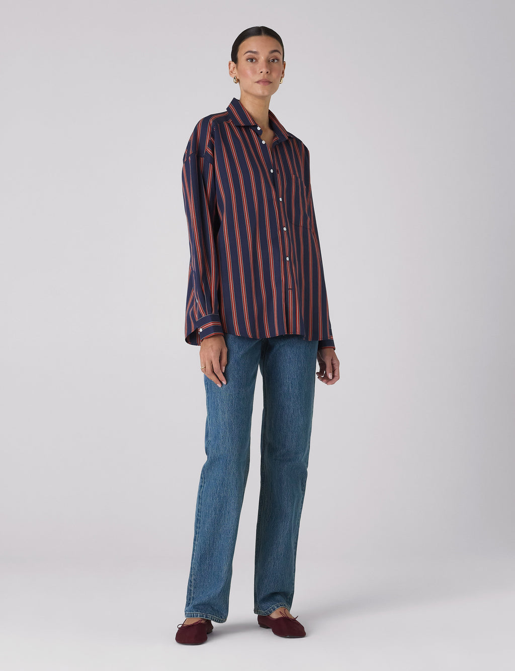 The Weekend: TENCEL™ Lyocell, Navy Blue and Red Stripe