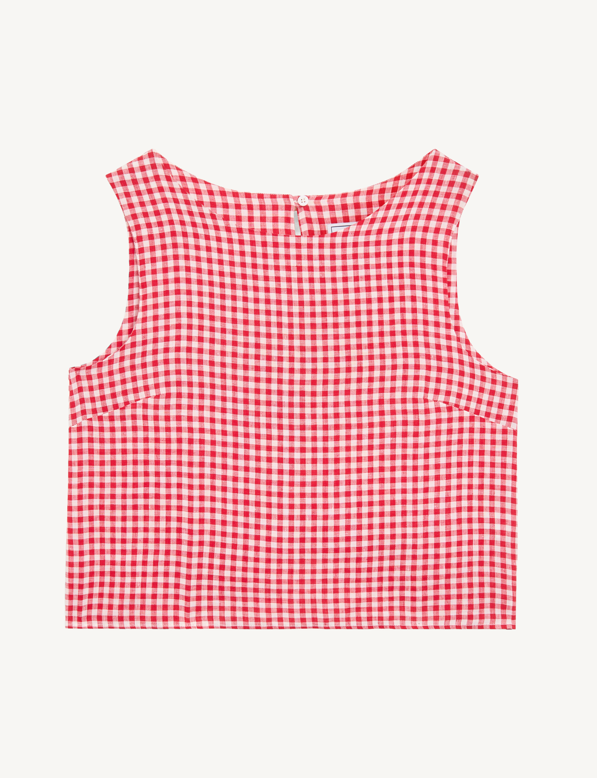 The Set: Linen Jackie Top & Court Short, Post Box Red Gingham