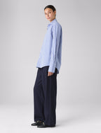 The Boyfriend Exaggerated Cuff: Fine Poplin, Royal Blue Stripe