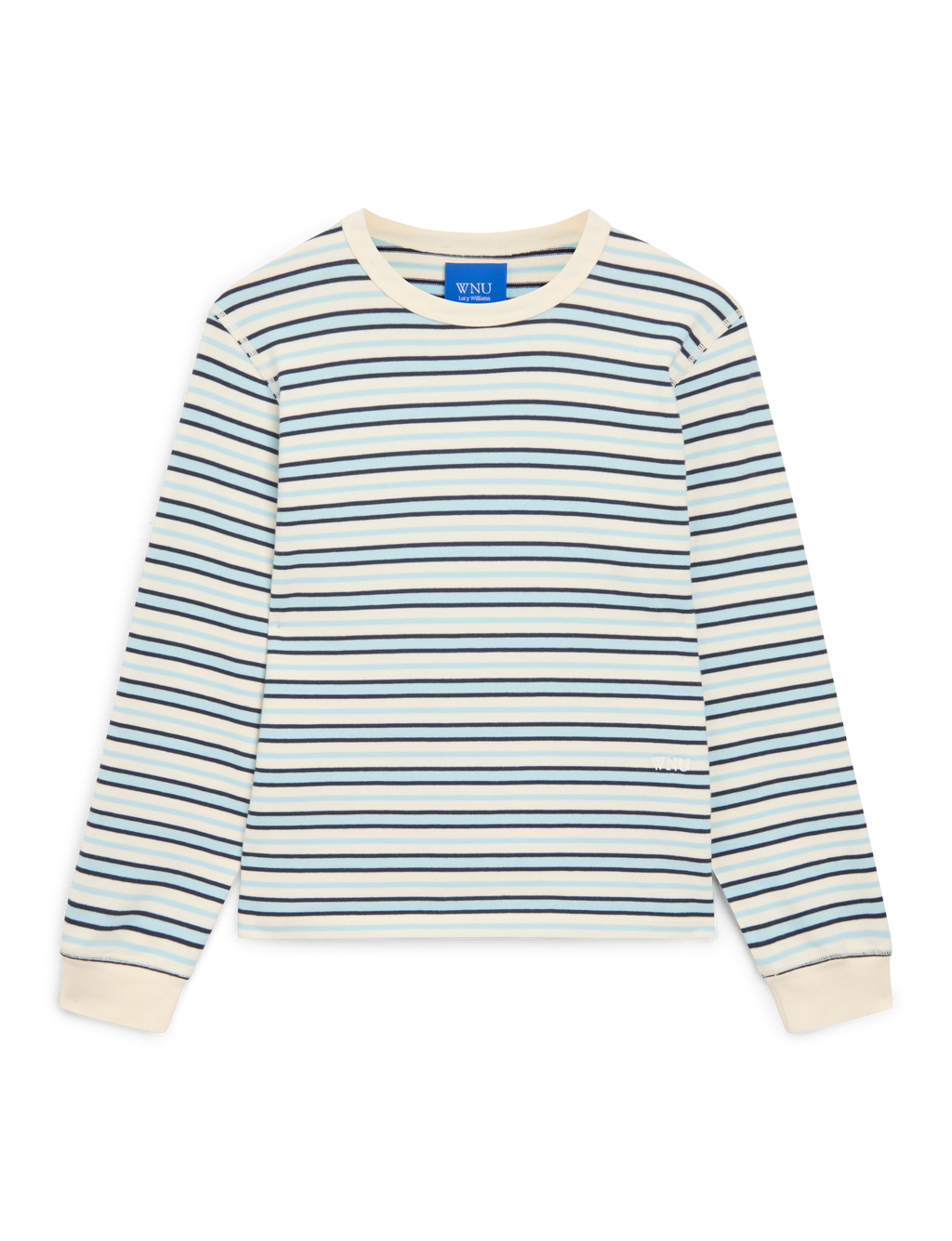 Katergo Top: Cotton Jersey, Icy Blue and Ecru Stripe x Lucy Williams