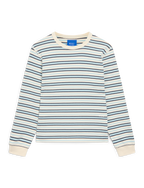 Katergo Top: Cotton Jersey, Icy Blue and Ecru Stripe x Lucy Williams