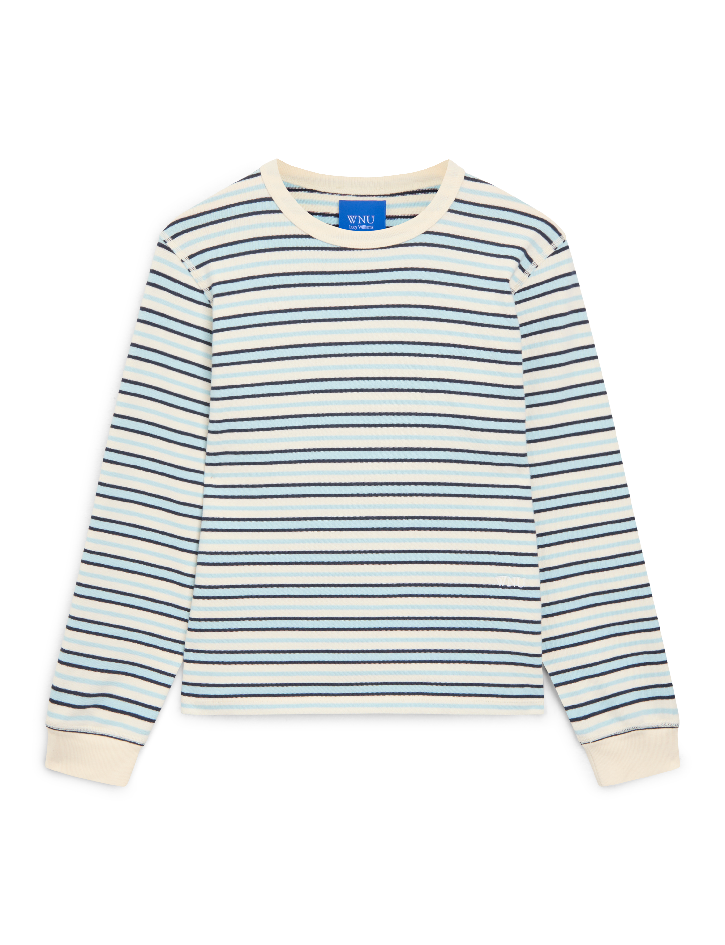 Katergo Top: Cotton Jersey, Icy Blue and Ecru Stripe x Lucy Williams