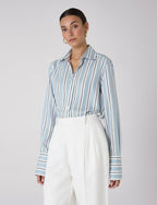 The Boyfriend Exaggerated Cuff: TENCEL™ Lyocell, Slate and Black Stripe