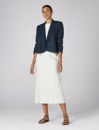 Clara Skirt: Linen, Plum Print