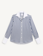 The Boyfriend Contrast Exaggerated Cuff: TENCEL™ Lyocell, Navy Blue Stripe