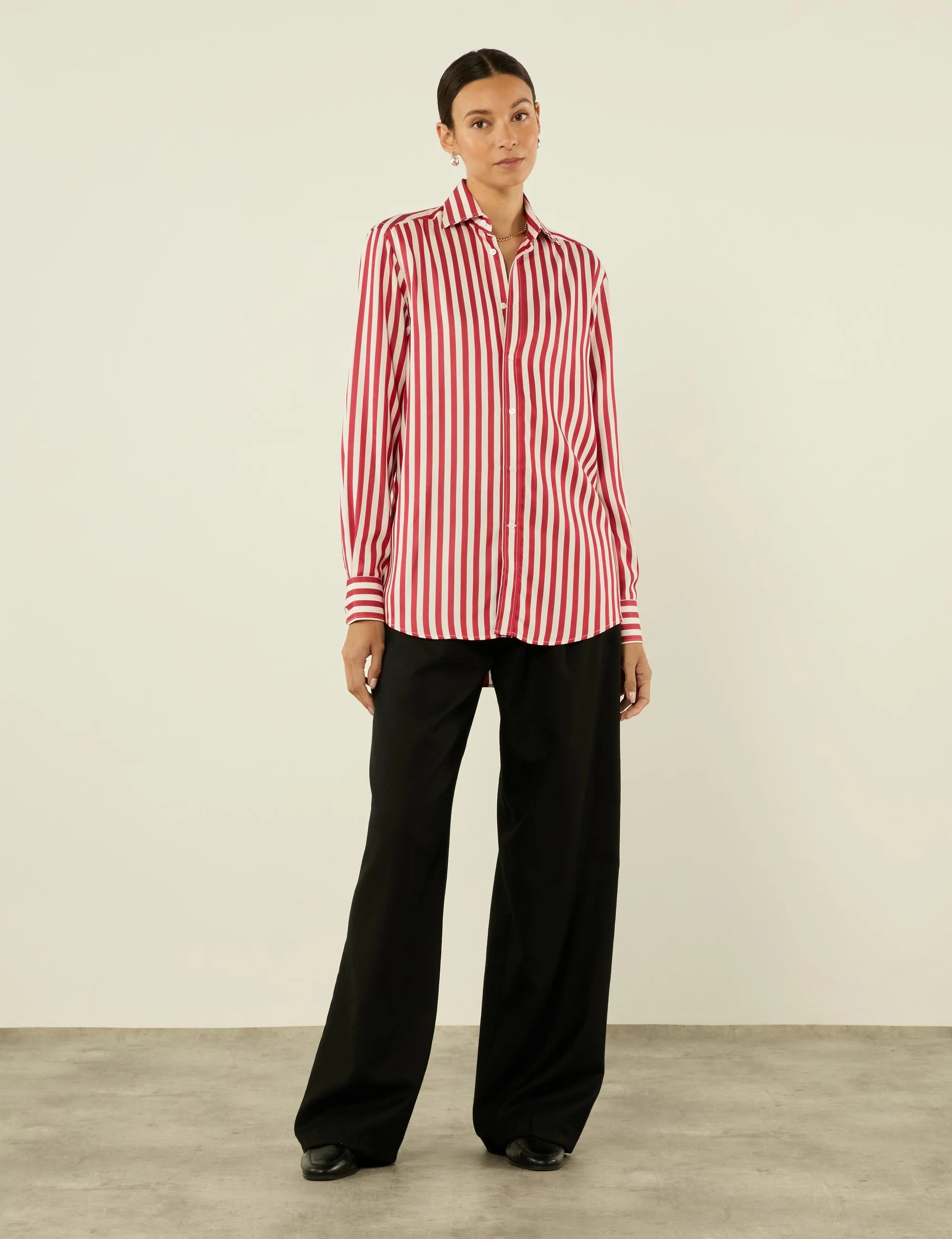 The Boyfriend: TENCEL™ Lyocell, Maple Red Stripe