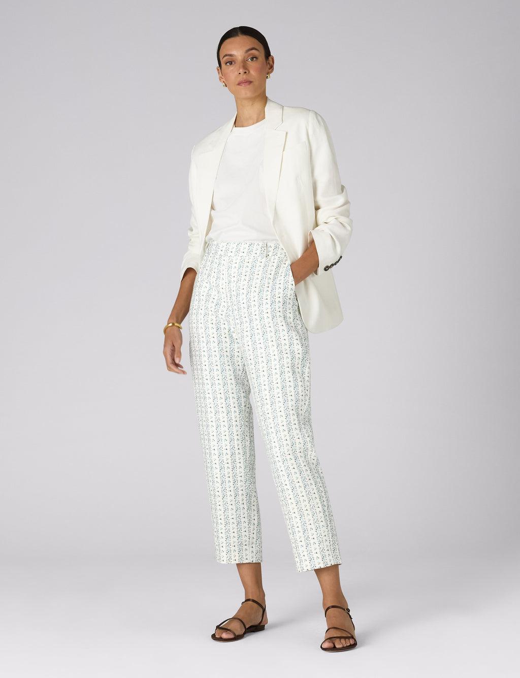 Regent Cigarette Trouser: Linen, Plum Print