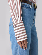 The Boyfriend Exaggerated Cuff: TENCEL™ Lyocell, Chocolate Stripe