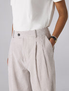 Rampling Trouser: Seersucker, Mocha Stripe