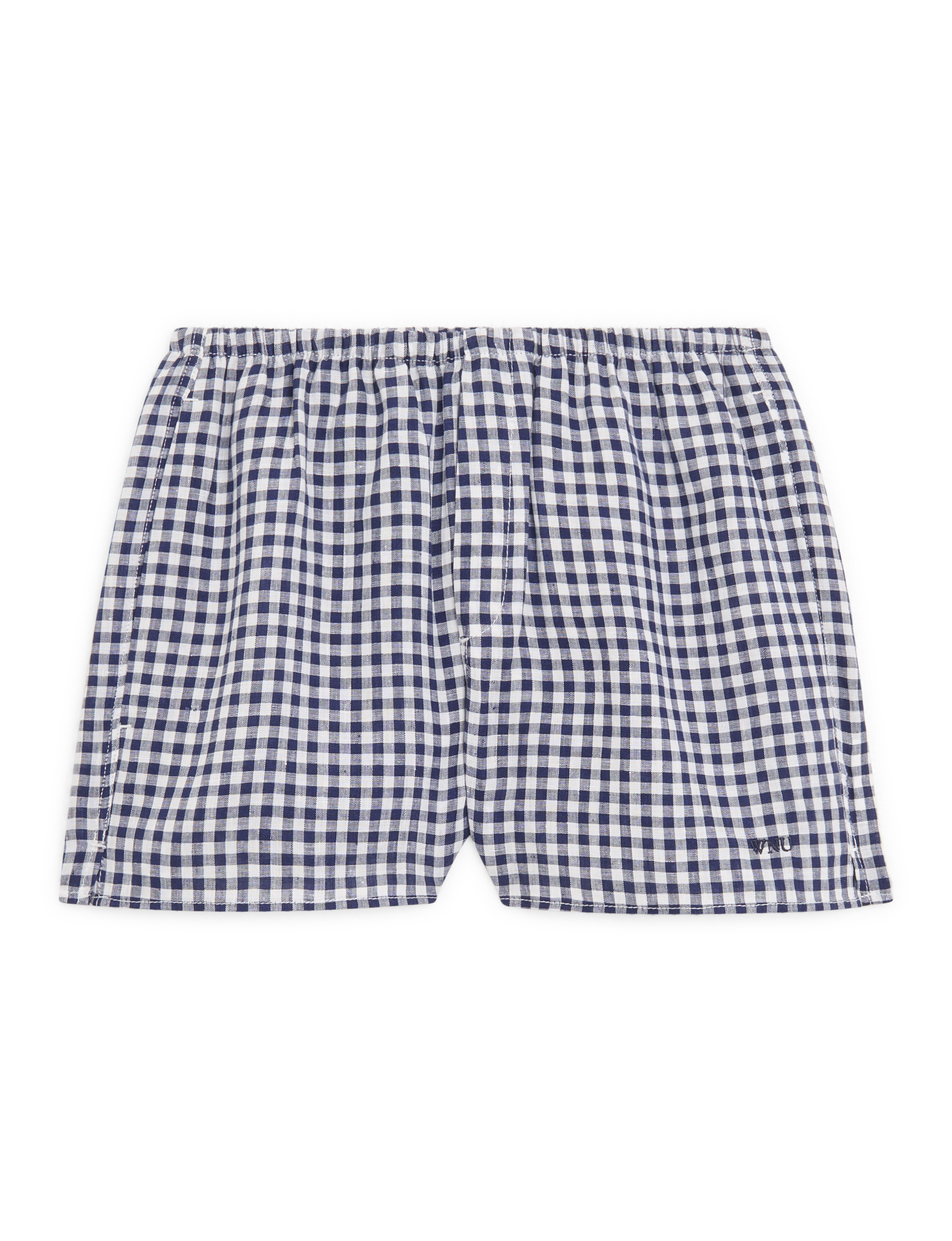 The Set: Linen Blouse & Court Short, Navy Blue Gingham
