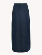 Clara Skirt: Linen, Navy Blue