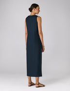 Birley Dress: Linen, Navy Blue