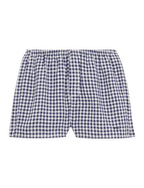 Court Short: Linen, Navy Blue Gingham