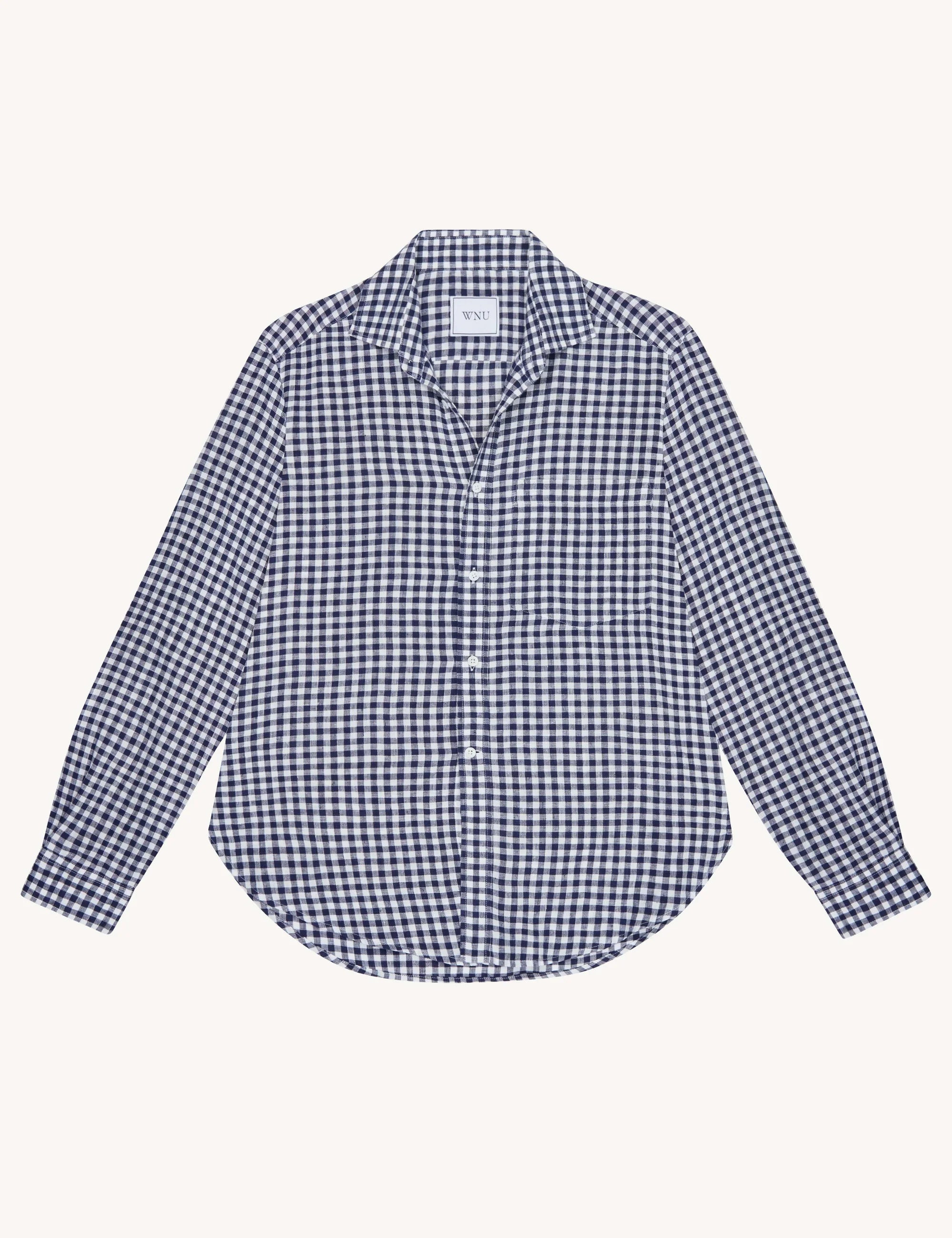 The Set: Linen Navy Blue Gingham Shirt & Boxer