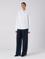 The Boyfriend Bow Tie: Fine Poplin, Blue and White Stripe