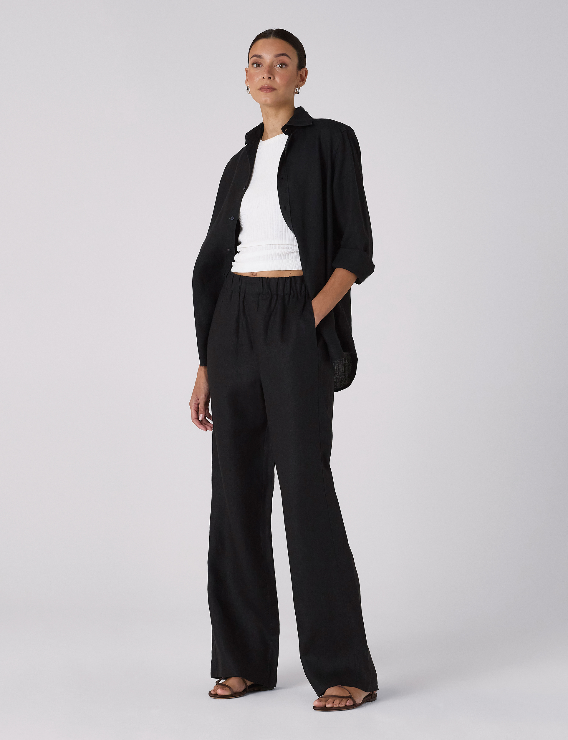 The Set: Linen Black Shirt & Palazzo