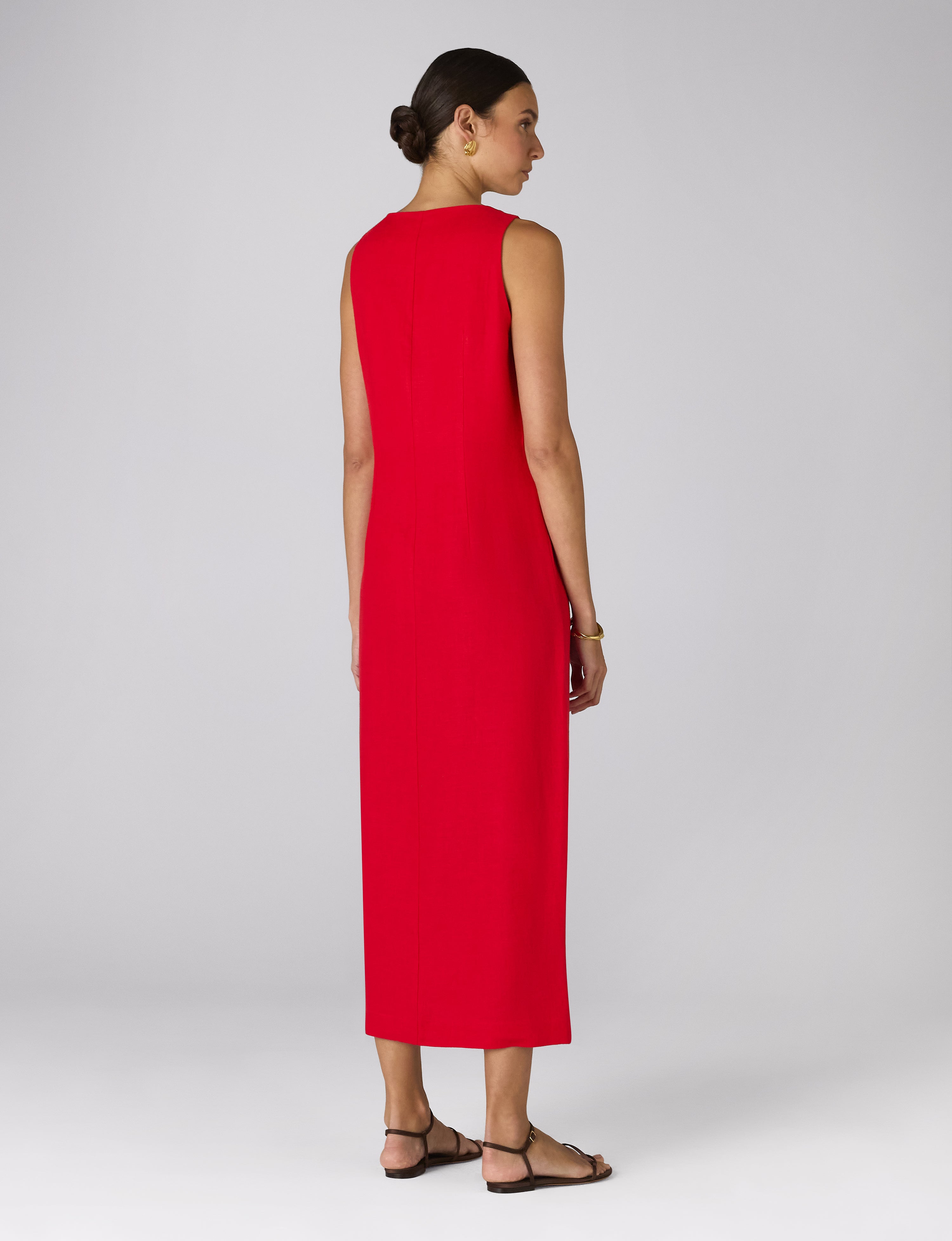 Birley Dress: Linen, Red