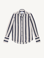 The Boyfriend Exaggerated Cuff: TENCEL™ Lyocell, Navy & Burgundy Wide Stripe