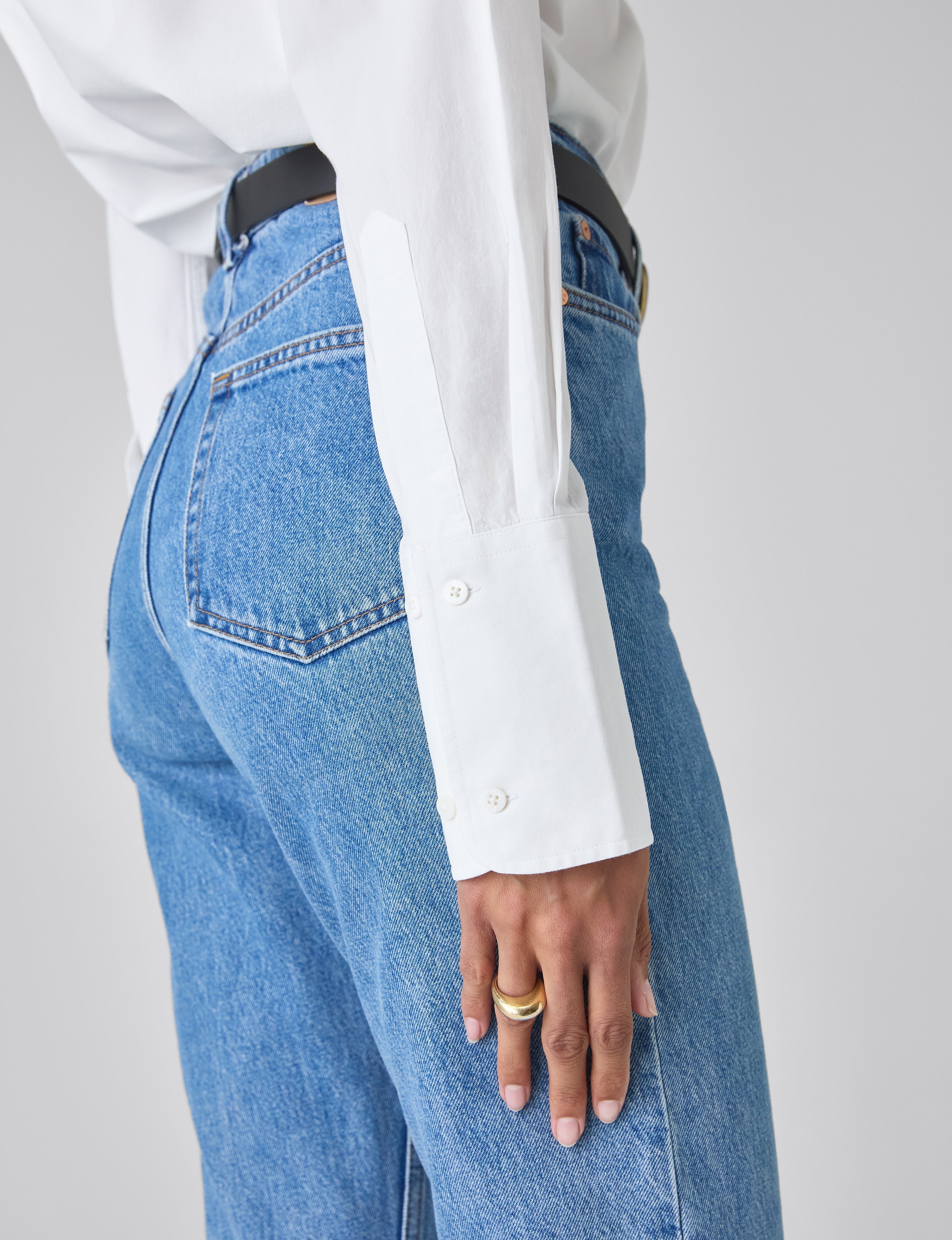 The Boyfriend Exaggerated Cuff: Fine Poplin, White