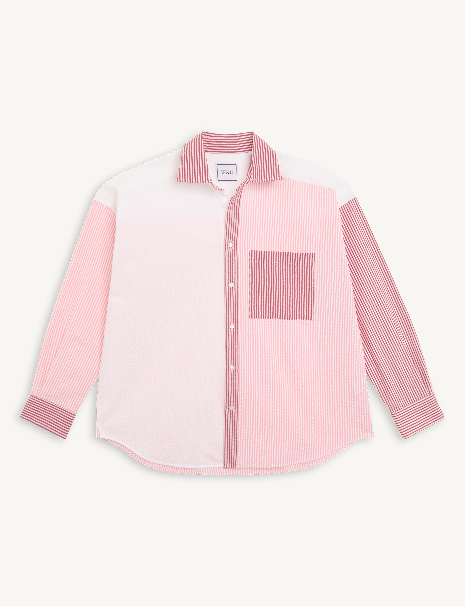 The Set: Seersucker Pink Patchwork Shirt & Pink and Berry Stripe Boxer
