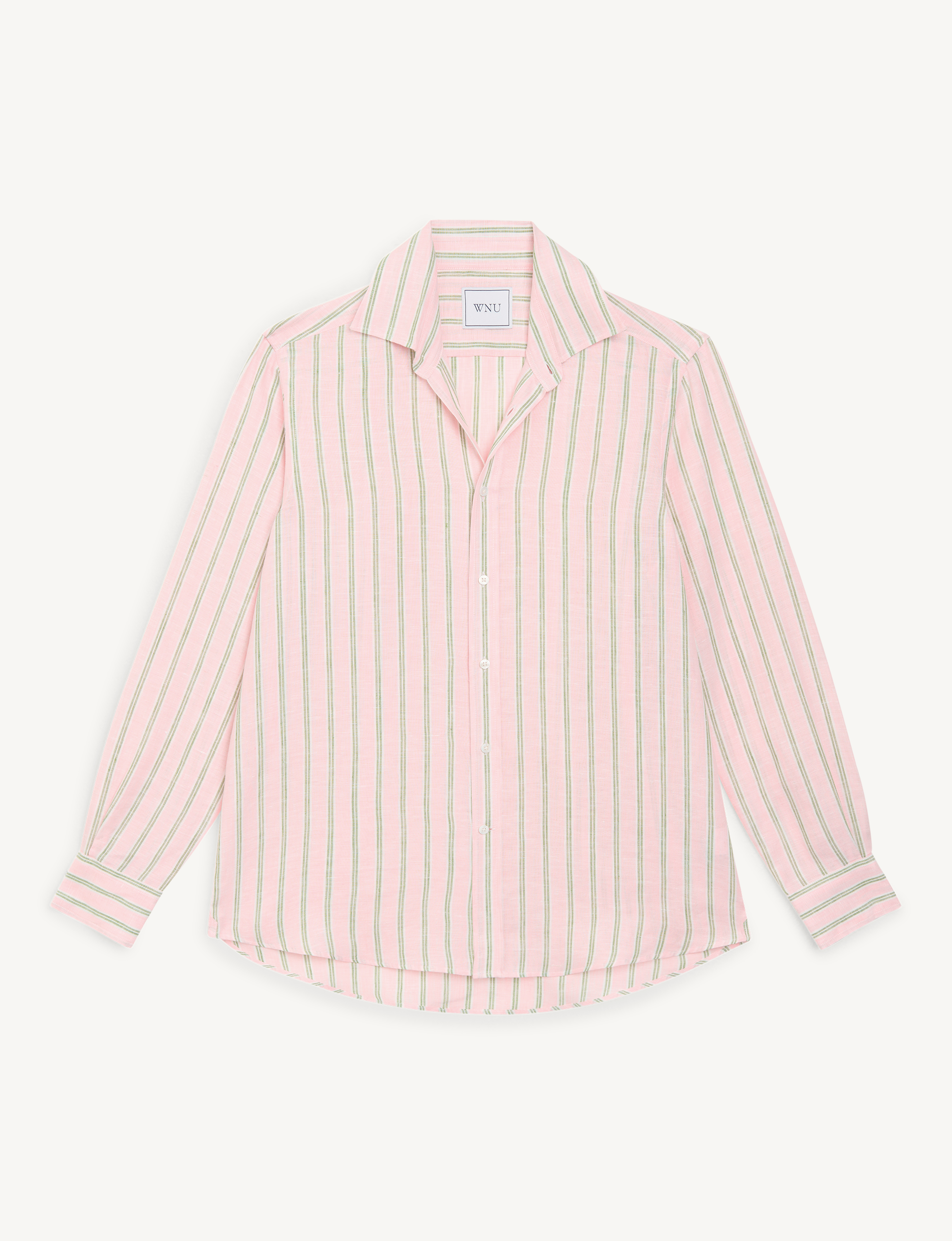 The Boyfriend: Linen, Pink and Green Stripe