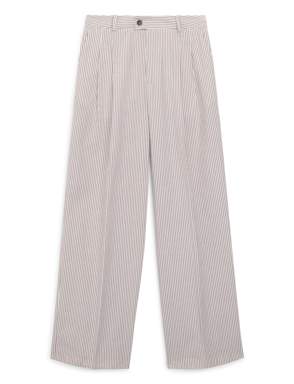 Rampling Trouser: Seersucker, Mocha Stripe