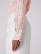 The Boyfriend: Linen, Pink and Green Stripe