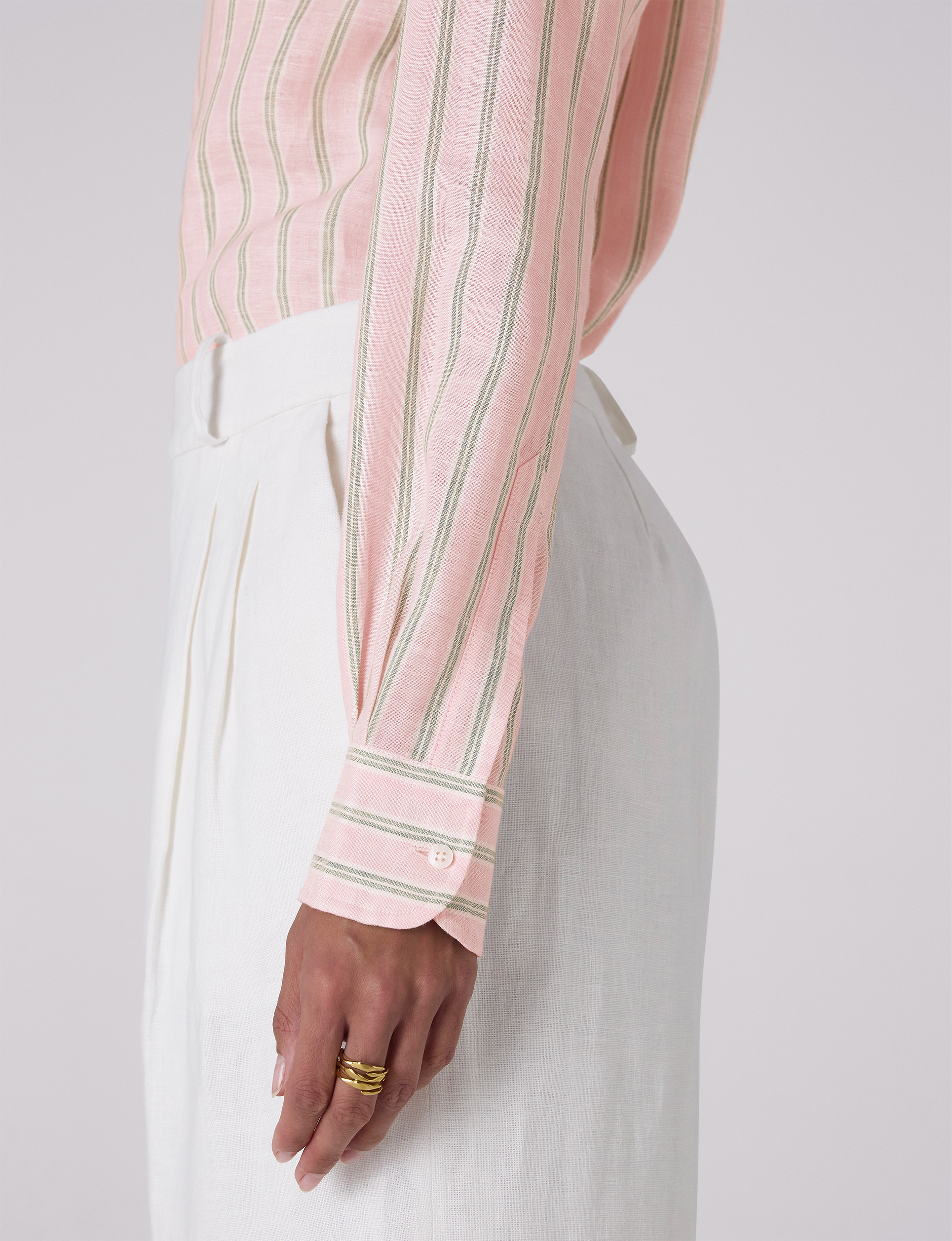 The Boyfriend: Linen, Pink and Green Stripe