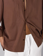 Portlligat Shirt: Fine Poplin, Mocha x Lucy Williams