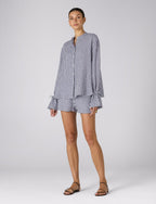 Court Short: Linen, Navy Blue Gingham
