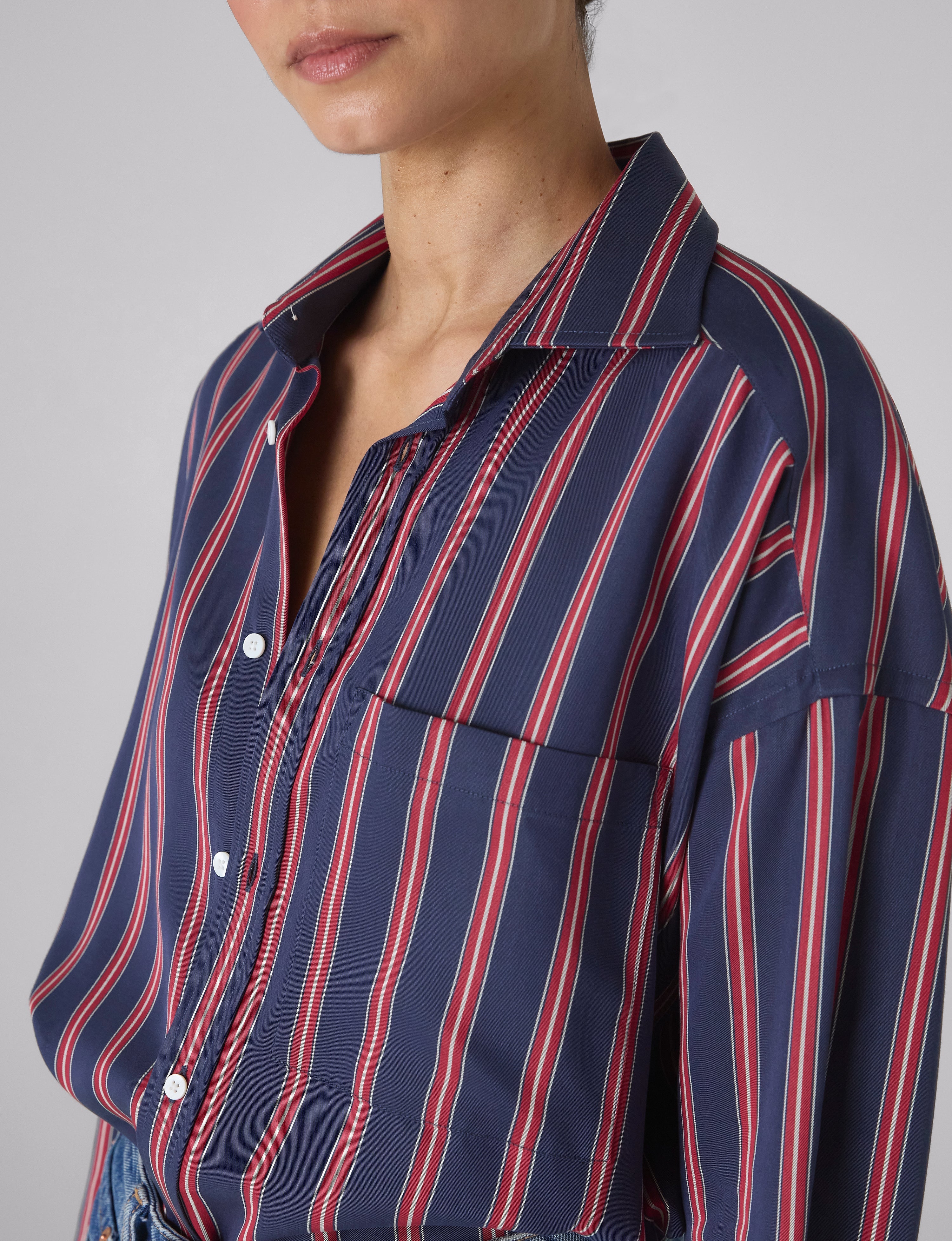 The Weekend: TENCEL™ Lyocell, Navy Blue and Red Stripe