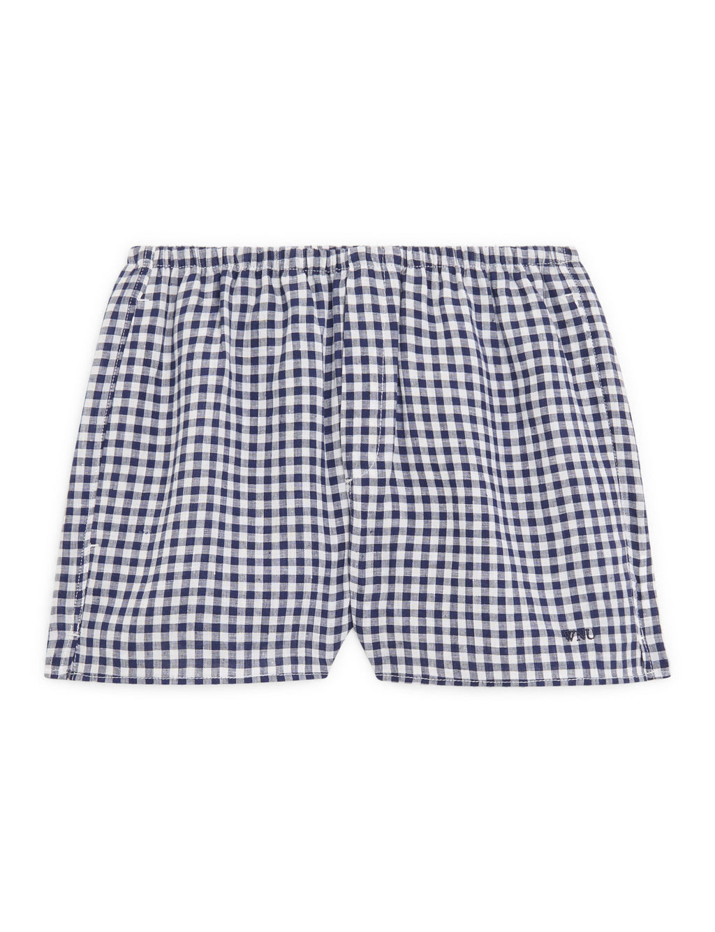 Court Short: Linen, Navy Blue Gingham