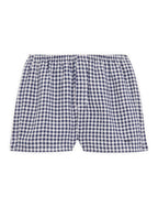 Court Short: Linen, Navy Blue Gingham